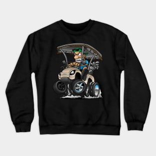 Funny Golf Cart Hotrod Golf Car Popping a Wheelie Cartoon Crewneck Sweatshirt